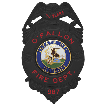 Smith & Warren S187 Matte Black Eagle Over Circle Badge (2-7/8" x 1-3/4")