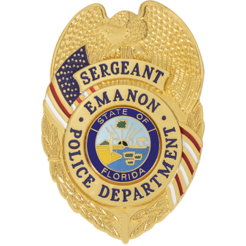 Smith & Warren S521A Eagle Top Shield with US Flag Design (3" x 2")