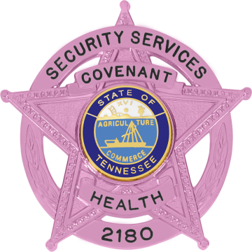 Smith & Warren S527_PI Breast Cancer Awareness 5-Point Star in Circle Badge (2-1/2" x 2-5/8")