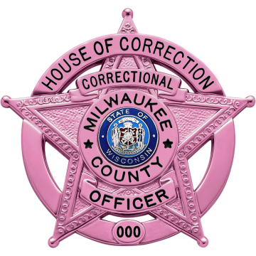 Smith & Warren S527C_PI Breast Cancer Awareness 5-Point Star in Circle Badge (2-1/2" x 2-5/8")