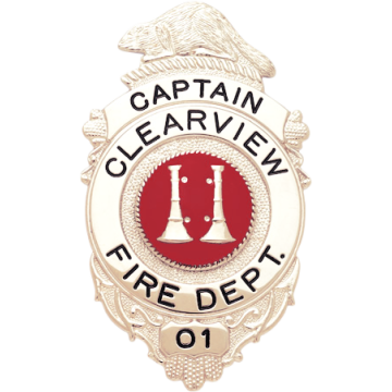 Smith & Warren S546 Circle Panel Shield Badge with Beaver on Top (3.130" x 1.850")