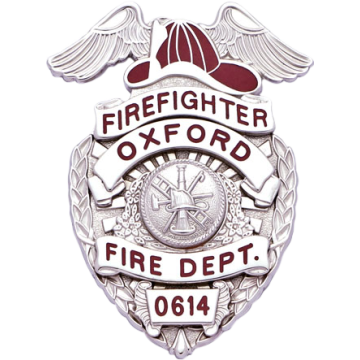 Smith & Warren S582 Fire Dept. Shield Badge with Wings and Fire Helmet (2.640" x 2.010")