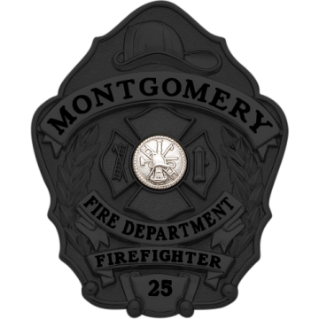 Smith & Warren S632 Matte Black Fire Badge (3" x 2-1/2")