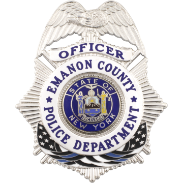 Smith & Warren S634_BL Eagle Top Sunburst Badge w/ Thin Blue Line Flag (3-1/8" x 2-1/2")