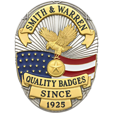 Smith & Warren S642 Oval Badge with Large United States Flag (3-3/8" x 2-1/2")