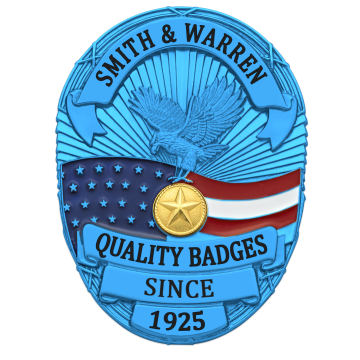 Smith & Warren S642_BL Autism Awareness Oval Badge with Large American Flag (3-3/8" x 2-1/2")