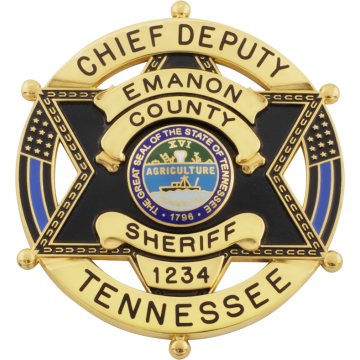 Smith & Warren S668TAC_BL 6-Point Star in Circle w/ U.S. and Blue Line Flags (2-5/8" x 2-1/4")