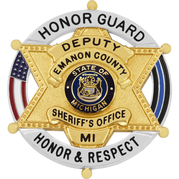 Smith & Warren S668US_BL Six-Point Star in Circle with US & Blue Line Flags (2-5/8" x 2-1/4")