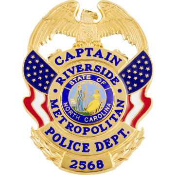 Smith & Warren S692E Eagle Top Shield with US Flags (3" x 2-1/4")