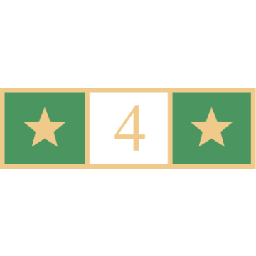 Smith & Warren SAB3_590 Three Section Service Award Bar w/ Stars & Number "4" (1-3/8" x 3/8")